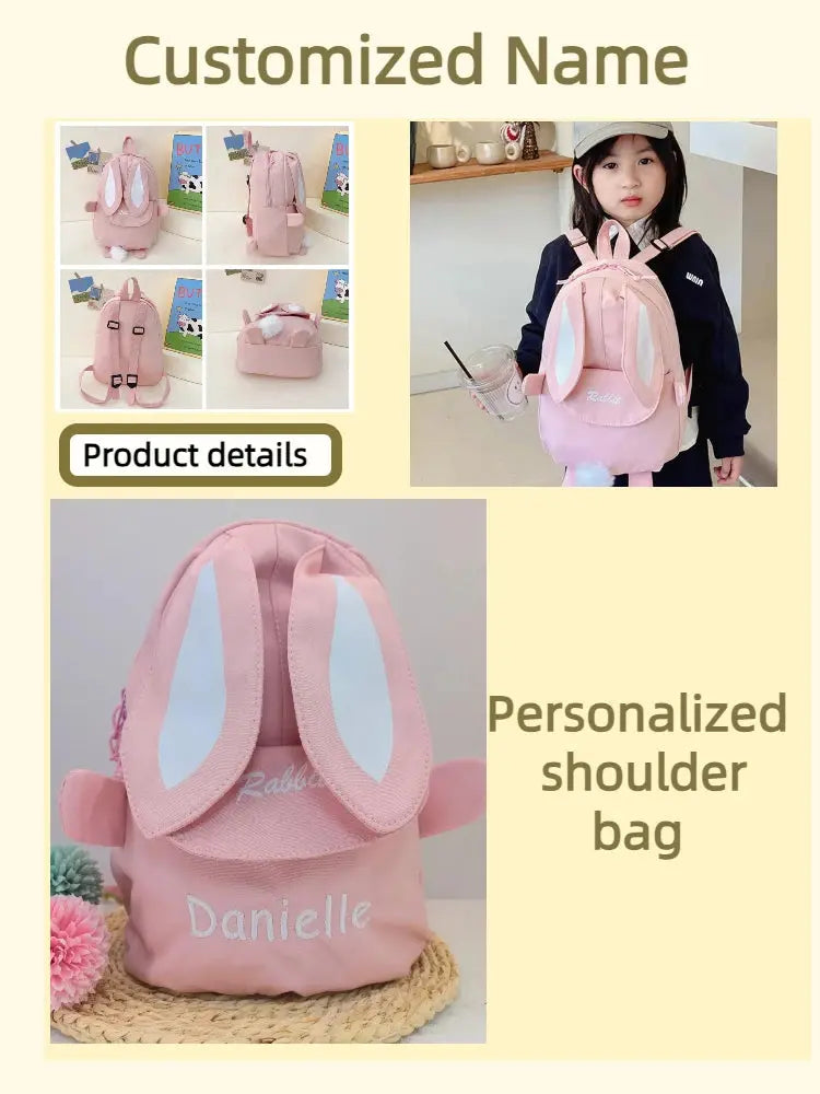 Personalized Custom name Embroidered Newborn letter Nursery Baby Rabbit Backpack School Children bag Gifts Bunny Nova Trendz
