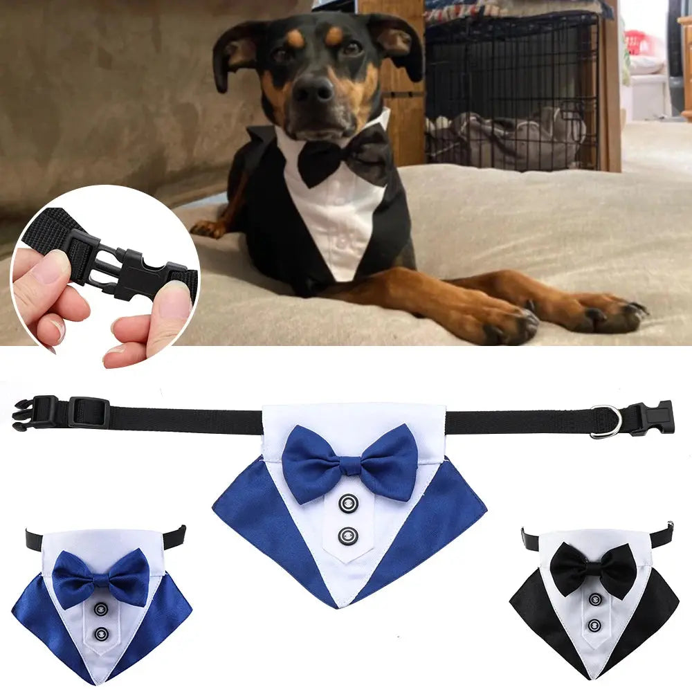 For Large and Medium Dogs Tuxedo Dog Suit and Bandana Set Dogs Tuxedo Suit Dog Prince Bow Tie Shirt Formal Dog Weeding Attire Nova Trendz