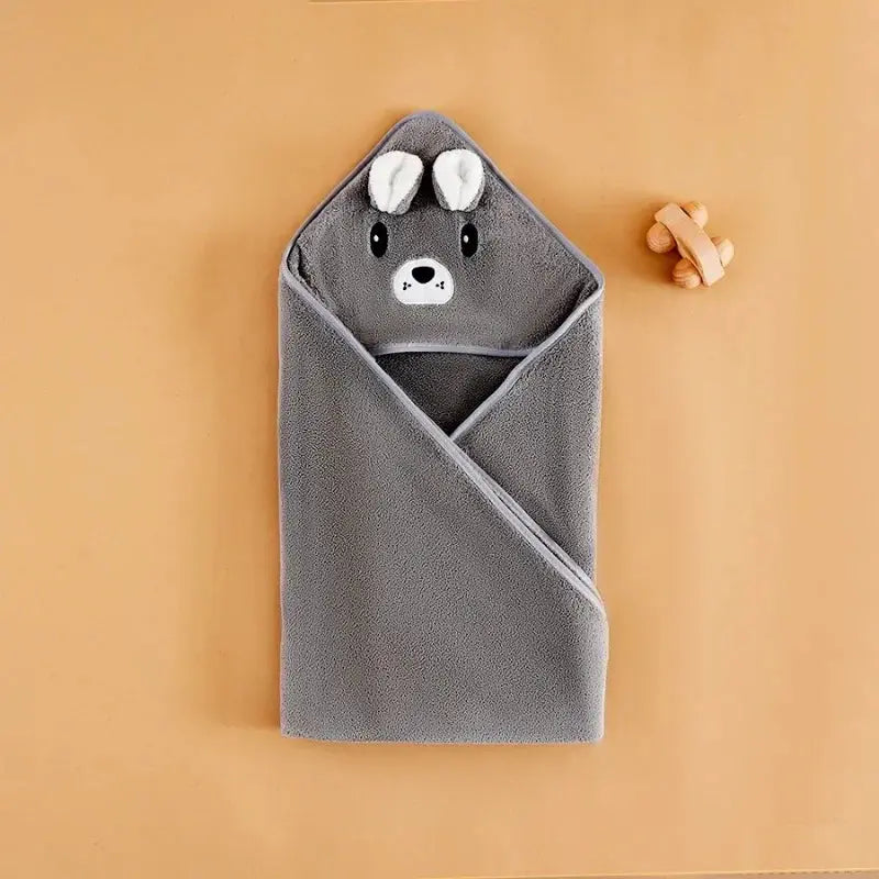 Hooded Coral Velvet Baby Bath Towel Cartoon Baby Elephant Wrap Blanket Super Absorbent Warm Bathrobe Newborn Baby Bath Towel Nova Trendz