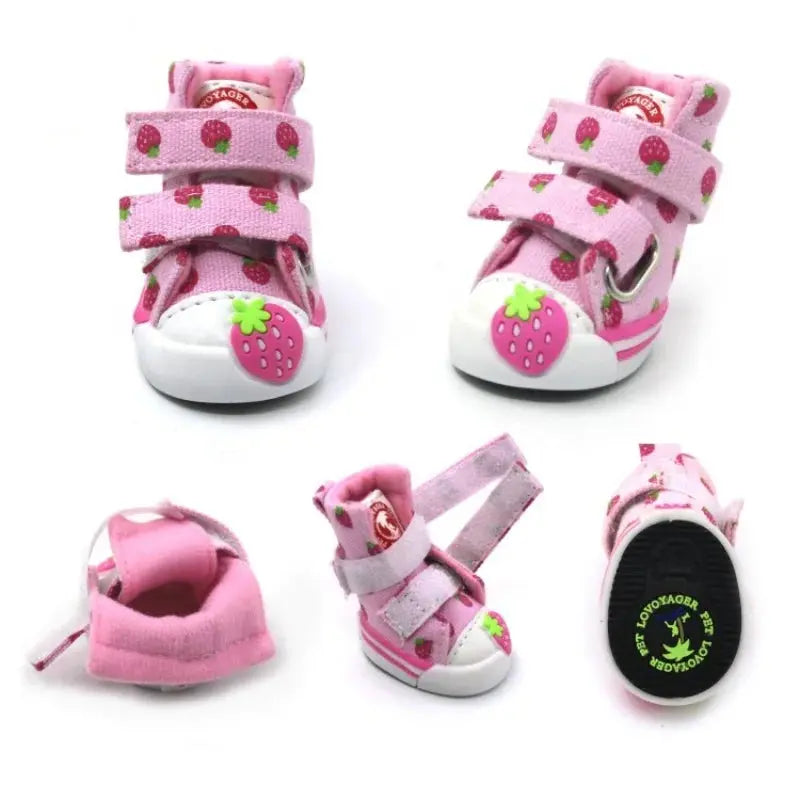 Pet Dog Canvas Shoes for Small Dogs Cute Stawberry Pattern Dog Shoes Anti-Slip Puppy Boots Breathable Cat Sneakers Pet Supplies Nova Trendz