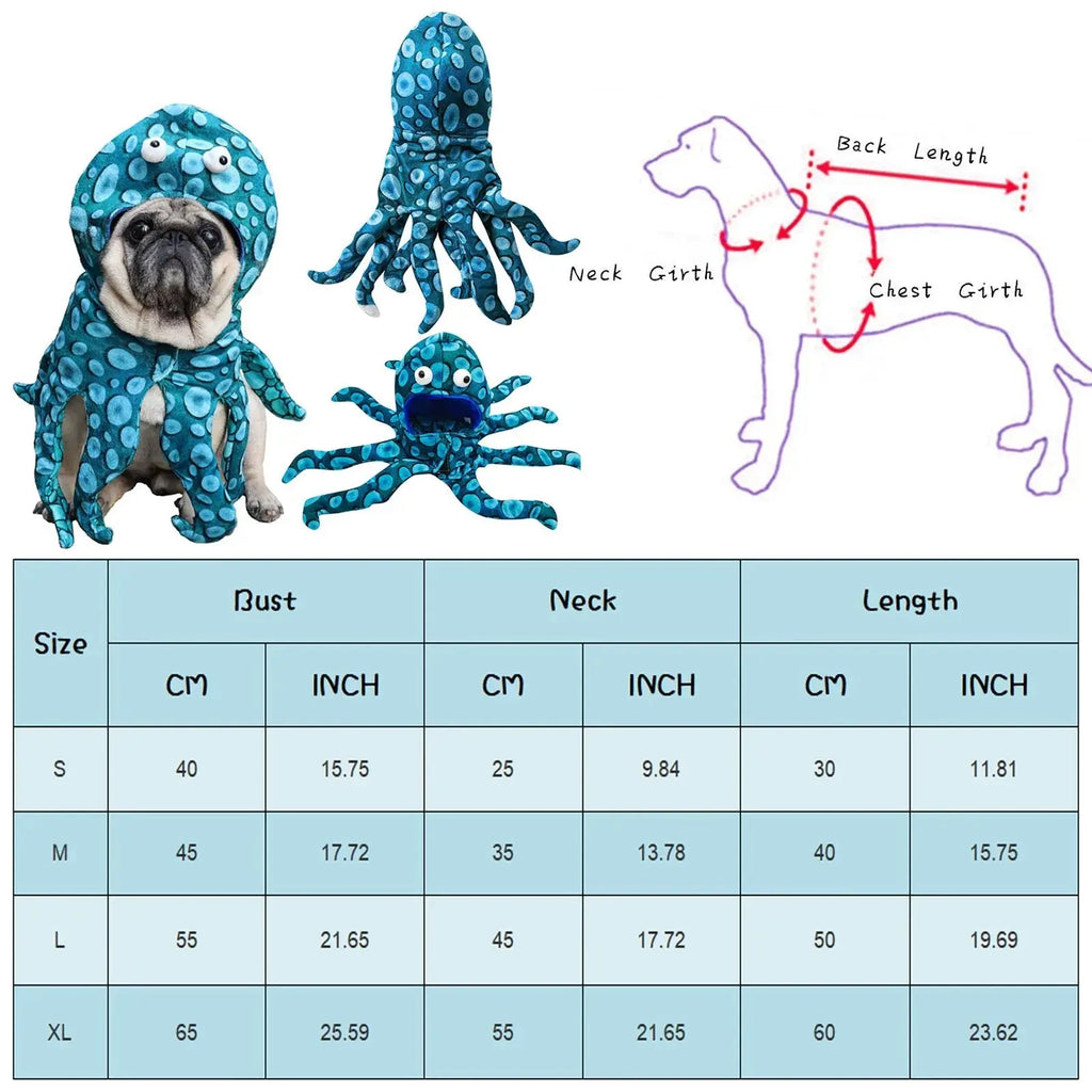 Dog Cat Octopus Costumes Pet Halloween Cosplay Dress Funny Octopus Costume Headwear for Small Dogs Chihuahua Pug Party Outfits - Nova Trendz