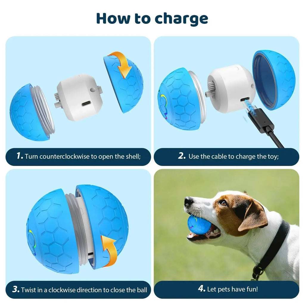 Smart Dog Toy Ball Electronic Interactive Pet Toy Ball USB Automatic Bouncing Rolling Toy Ball With RGB Lights Puppy Cat Product - Nova Trendz