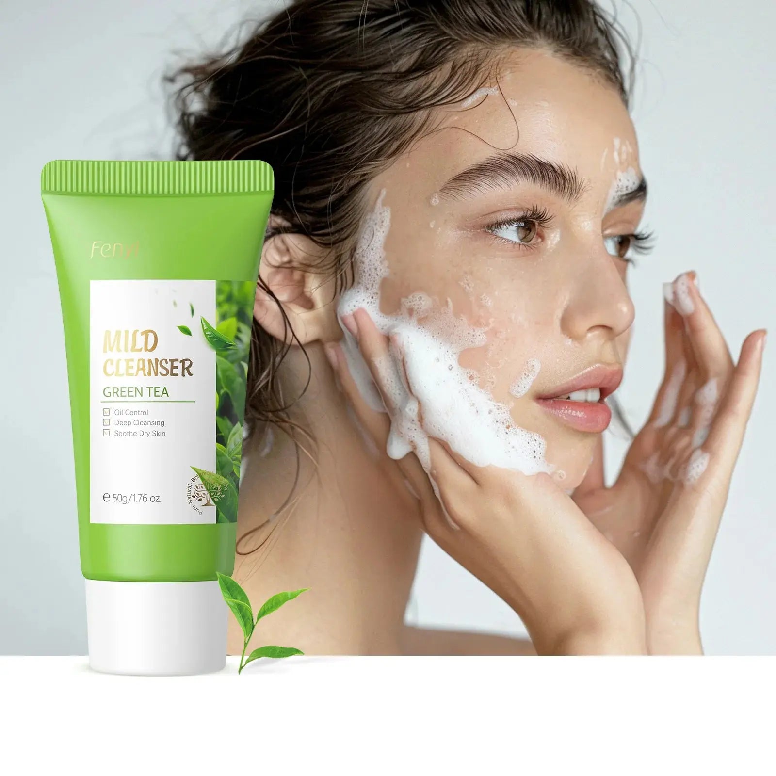 Green Tea Facial Cleanser 50g Skin Deep Cleansing Moisturizing Blackhead Removal Skincare Face Wash Foam Face Cleanser Skin Care - Nova Trendz