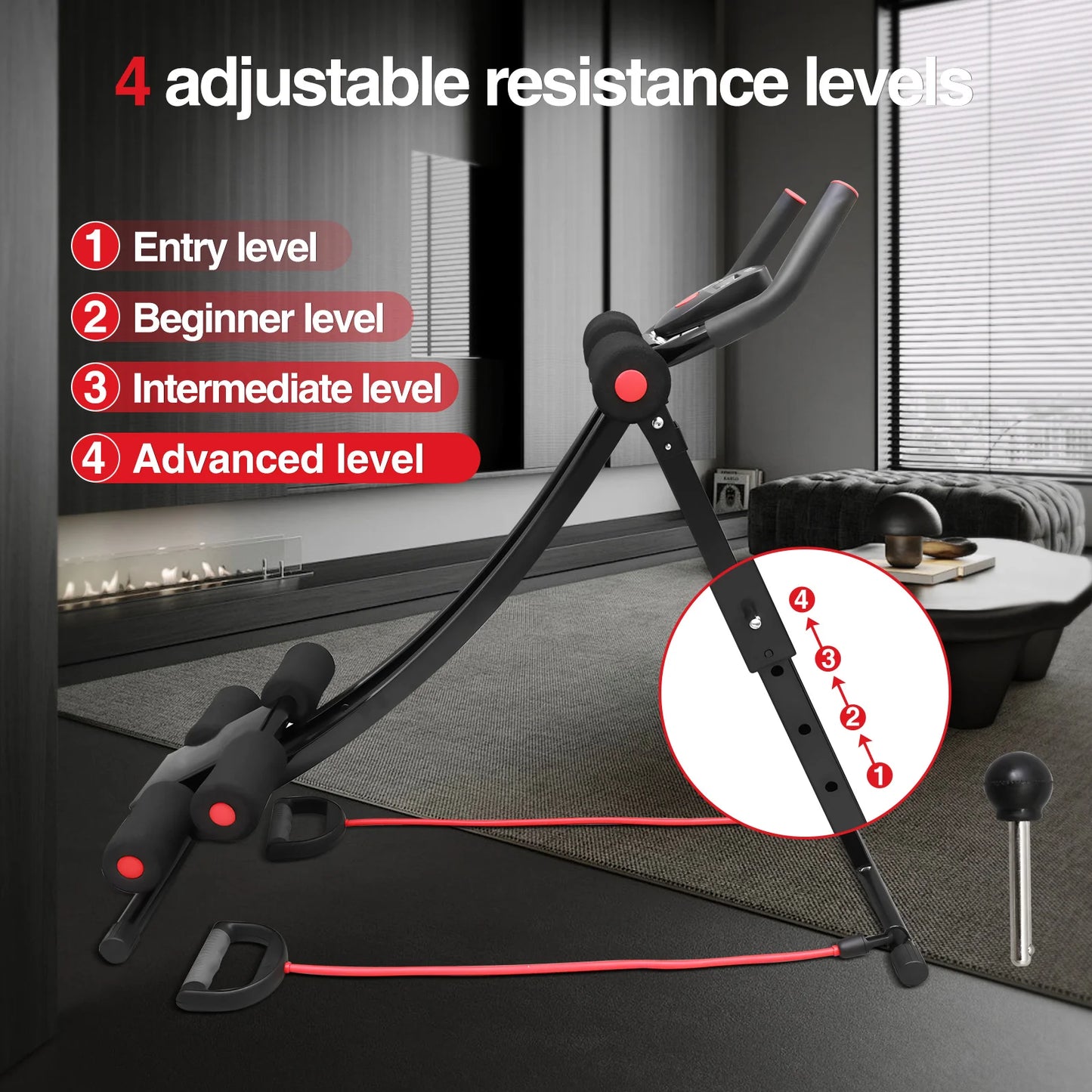 GIKPAL Foldable Ab Machine Ab Workout Equipment for Home Gym,Core & Abdominal Trainer Fitness Equipment Max 440lbs LCD Display
