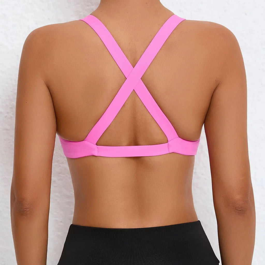 Sport Bra Women Seamless Gym Anti-sweat Breathable Yoga Shockproof Crop Top Fitness Push up Workout Underwear Blue Gray Red Pink - Nova Trendz