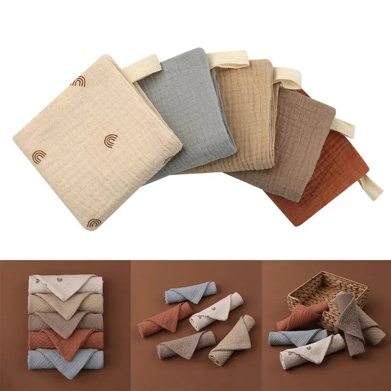 5PC Baby Towel New Born Items Stuff Muslin Squares Infant Newborn Hand Bath Shower Face Towels Soft Cotton Gauze Baby Washcloth Nova Trendz