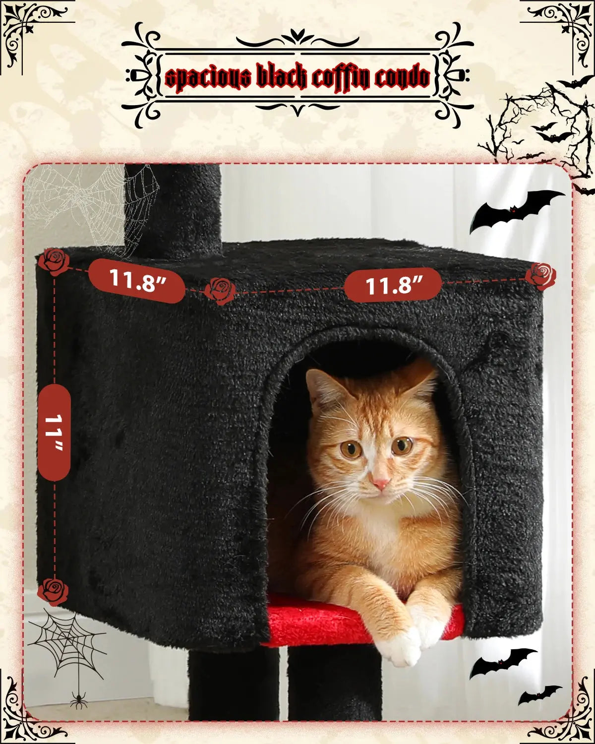 Cat Tree Cute Cat Tower with Padded Top Perch Comfy Hammock Private Condo Fully Scratching Post and Dangling Bell Ball Nova Trendz