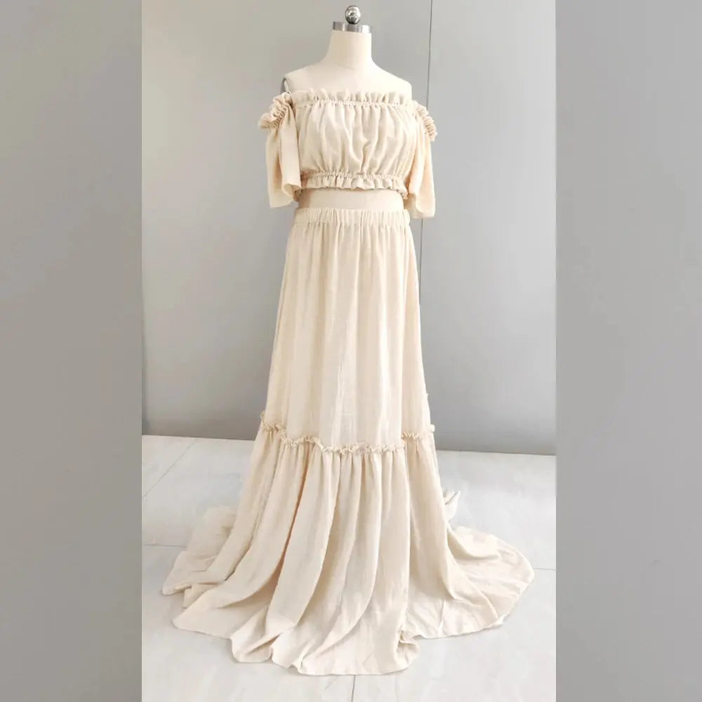 Women Boho Dress Comfortable Linen Cotton Maternity Clothing Vintage  Short Sleeve Dress For Pregnancy Photo Shoot Nova Trendz