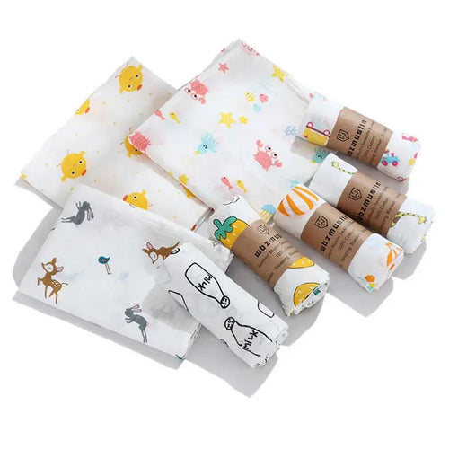 110cm Baby Swaddle Blanket Dual Layers  Blankets For Boys Girls Organic Cotton Soft Newborn Swaddle Wrap Burping Clothes - Nova Trendz