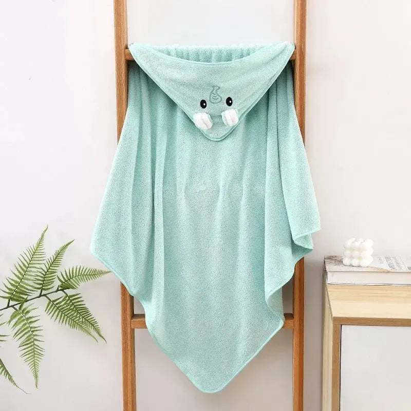 Hooded Coral Velvet Baby Bath Towel Cartoon Baby Elephant Wrap Blanket Super Absorbent Warm Bathrobe Newborn Baby Bath Towel Nova Trendz