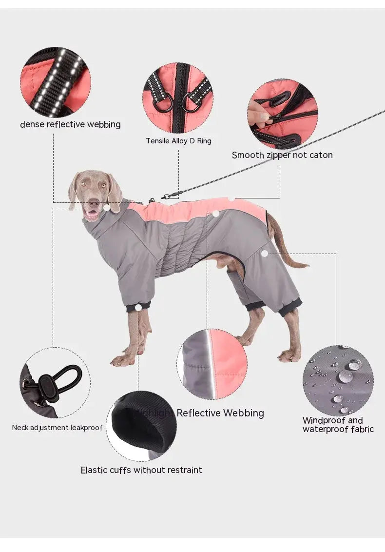Waterproof Pet Dog Winter Jumpsuit Warm Medium Large Dogs Winter Jacket Clothes Labrador Bulldog Golden Retriever Costumes - Nova Trendz