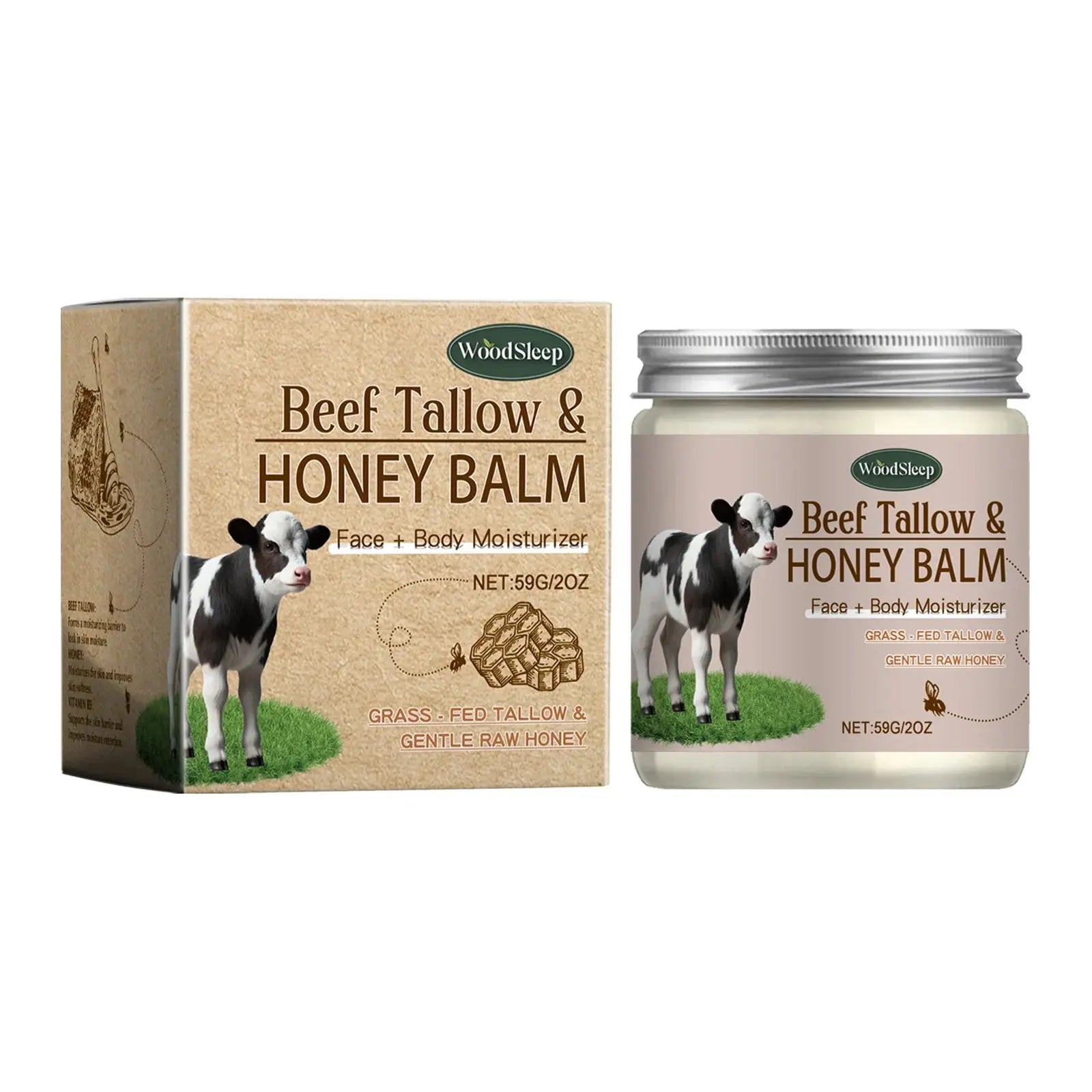 Organic Beef Tallow Honey Moisturizer Grass Fed Beef Tallow Face Cream Soothing Firm Increase Elasticity Whipped Smooth Lotion - Nova Trendz