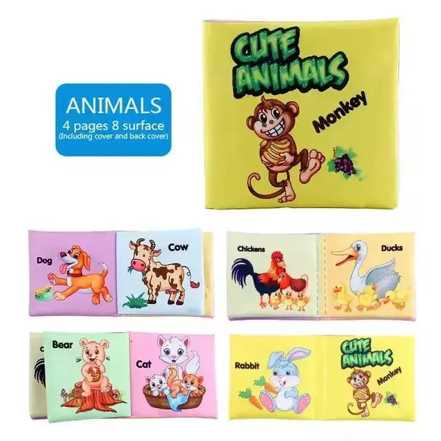 Baby Cloth Books Enlightenment Early Educational Toys Kids Fruits Animal Numbers Food Cognitive Book for Toddlers 12-72 Month Nova Trendz