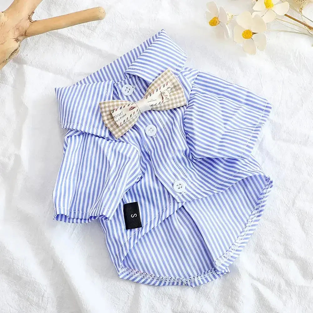 Fashion Pet Dog Clothes Bowknot Striped Shirts for Cat Dogs Cosplay Clothing Thin Summer Pet Costume Chihuahua Pet Supplies Nova Trendz