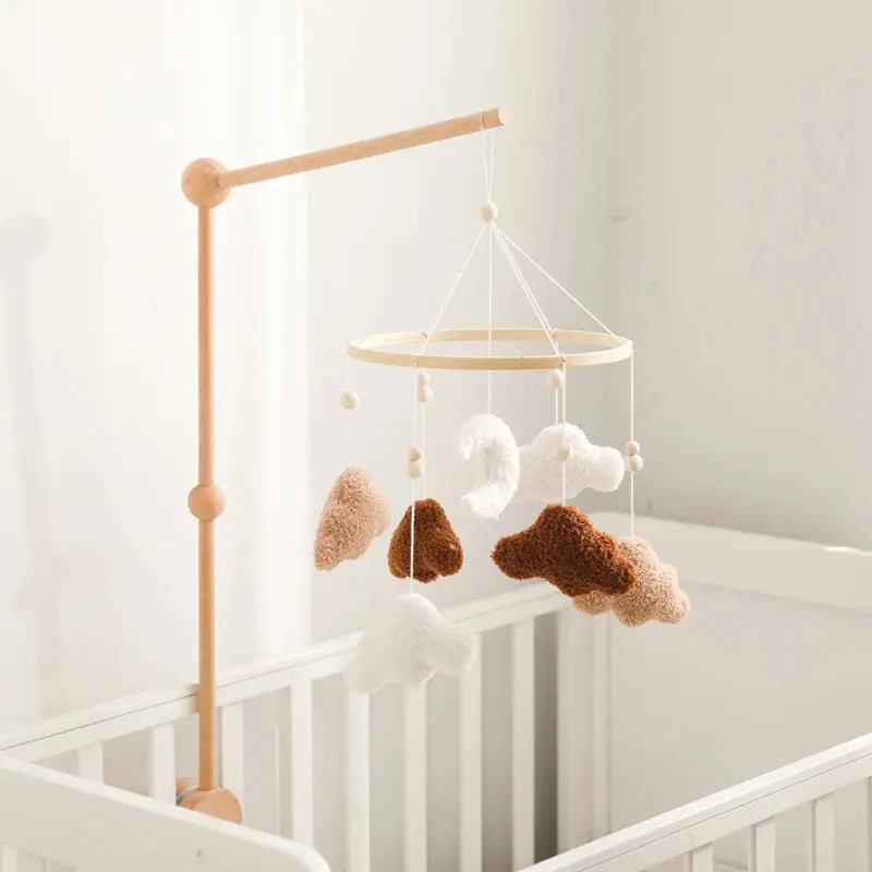 Baby Bed Bell Rattle Toy Lambhair Mobile Hanging Toy 0-12 Months Newborn Crib Mobile Cartoon Cloud Pendant Toy Carousel For Cots - Nova Trendz