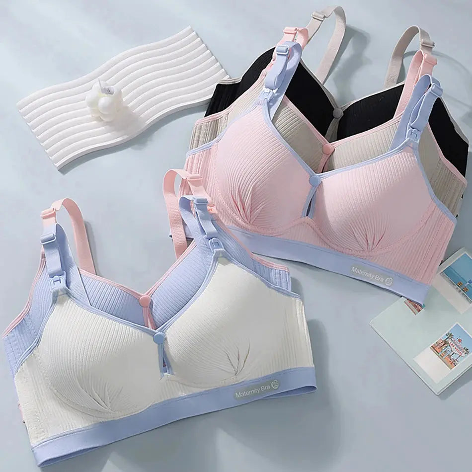 Maternity Nursing Bra No Underwire Front Open Gathered Support Cups Bralette Soft Comfort for Pregnant Women Underwear Clothing Nova Trendz