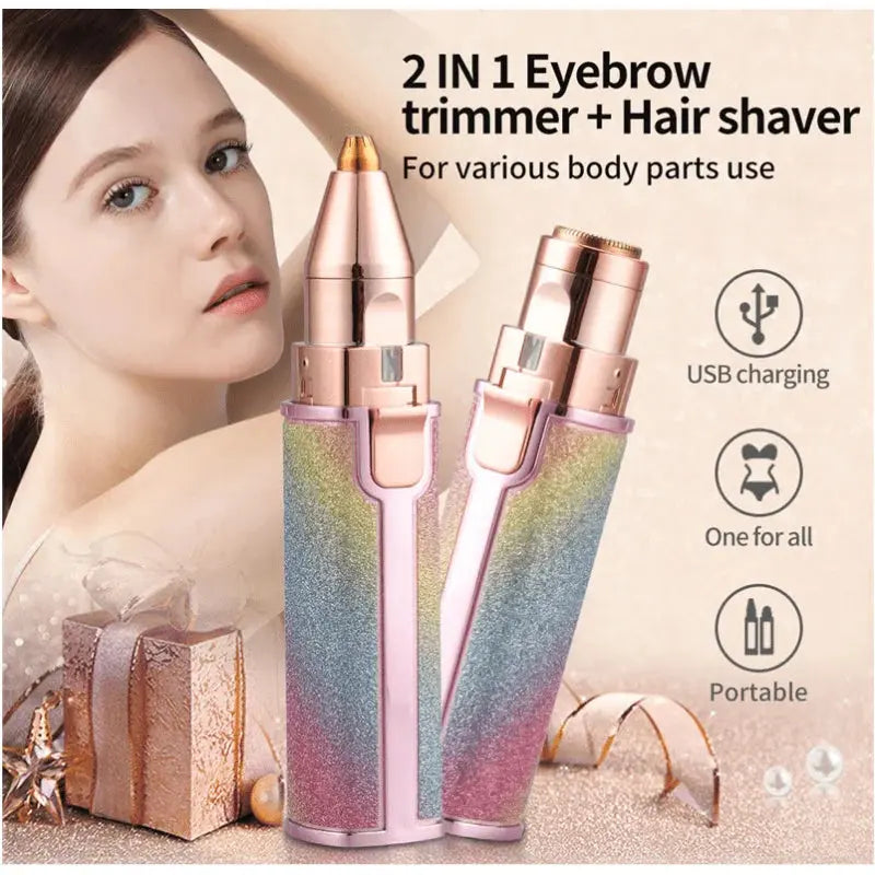 Starry Sky 2-in-1 USB Charging Shaver Portable Shaver Painless Automatic Eyebrow Shaving Facial Hair Removal for Women Beauty Nova Trendz