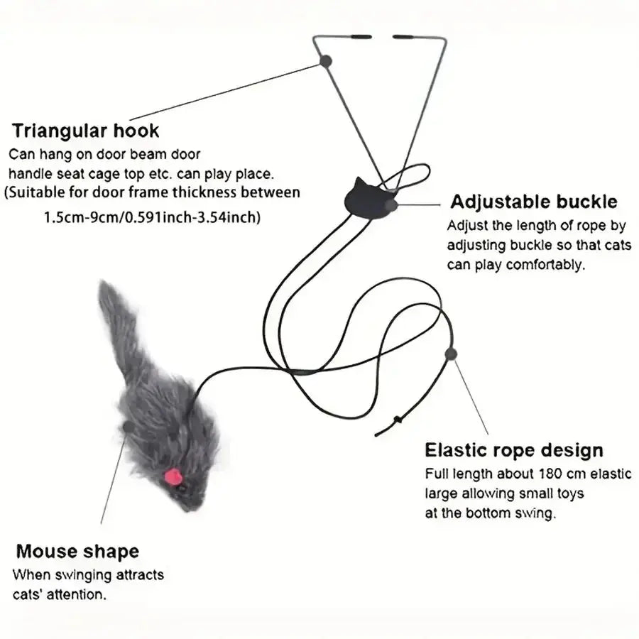 Simulation Mouse Cats Toy Funny Self-hey Hanging Door Retractable Cats Stick Scratch Rope Mouse Cat Interactive Toy Cat Supplies - Nova Trendz