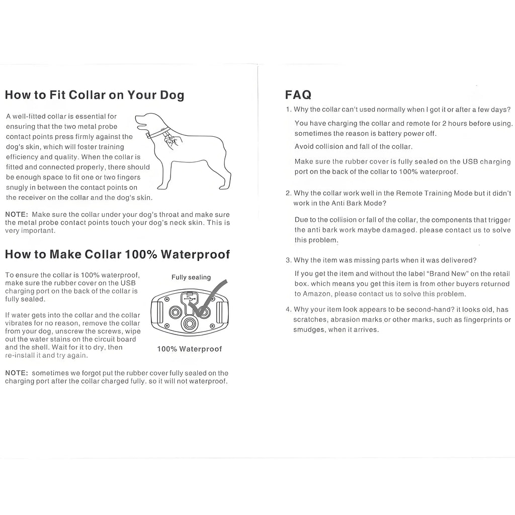 Dog Training Collar/Auto-barking Stopper 2 in 1 Function 500m Remote Control Range Waterproof Pet Electric Collar For Most Dogs - Nova Trendz