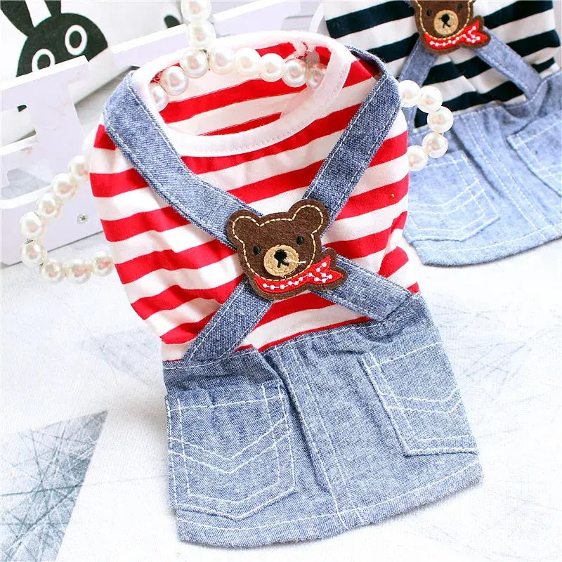 Cute Pets Clothes For Yorkshire Terrier Dogs Little Puppies Small Animals Breeds Striped Summer Wedding Princess Cats Dresses - Nova Trendz