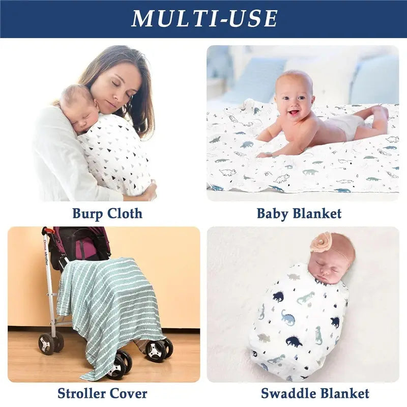 110cm Baby Swaddle Blanket Dual Layers  Blankets For Boys Girls Organic Cotton Soft Newborn Swaddle Wrap Burping Clothes - Nova Trendz