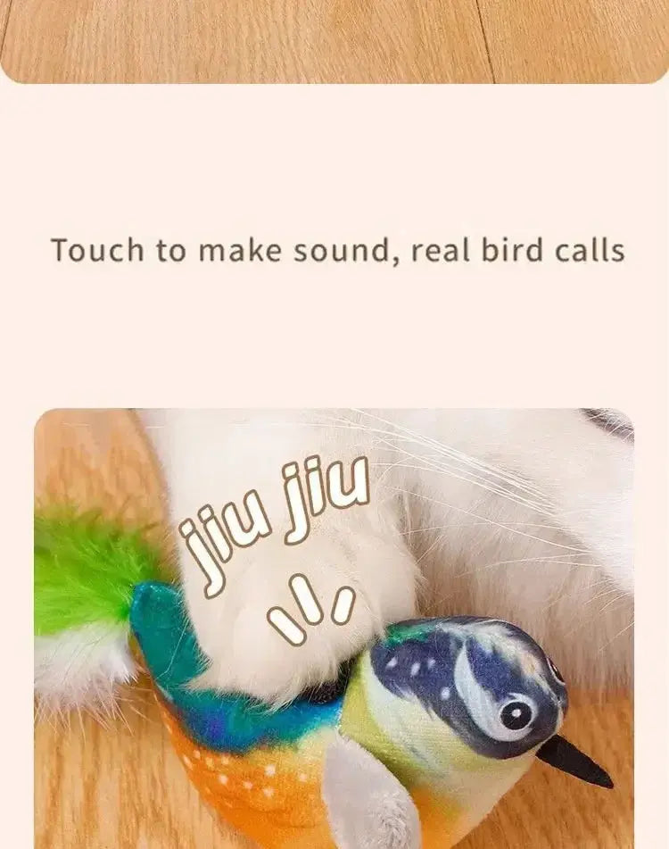 Interactive Cat Toys Rechargeable Electric Flapping Wings Bird Cat Toy Sound Chirping Bird Catnip Touch Activated Plush Toy Nova Trendz