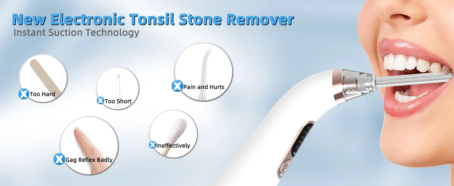 Electronic Vacuum Tonsil Stone Remover Kit with 5 Suction Modes 10in1 Tonsil Stone Cleaner Mouth Cleaning Tool Oral Fresh Care
