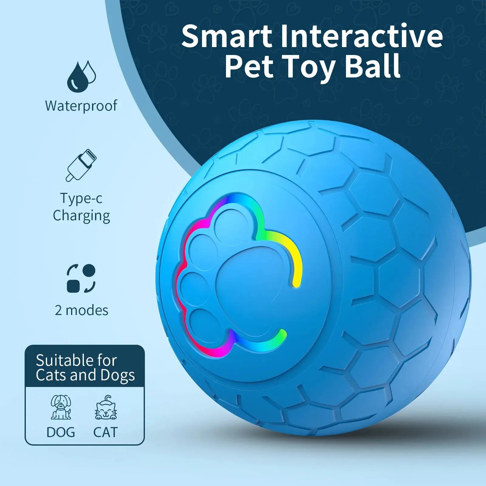 Smart Dog Toy Ball Electronic Interactive Pet Toy Ball USB Automatic Bouncing Rolling Toy Ball With RGB Lights Puppy Cat Product - Nova Trendz