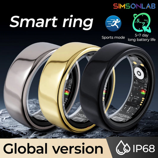 2025 New Healthy Smart Ring Sleep Blood Pressure Monitoring IP68 Waterproof Multi-sport Modes Low Power Ring For Women Men