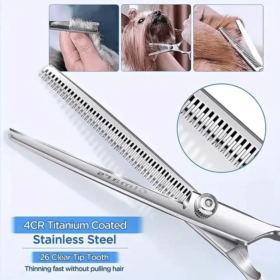 Dog Grooming Scissors Kit Professional Pet Cleaning And Grooming Tool Set- Safety Round Tip Stainless Steel hair scissors - Nova Trendz