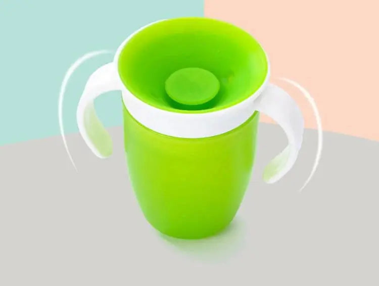 360 Degrees Can Be Rotated Baby Learning Drinking Cup with Double Handle Flip Lid Leakproof Silicone Infants Water Cups Bottle Nova Trendz