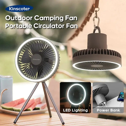 10000mAh 4000mAh Camping Fan Rechargeable Desktop Portable Circulator Wireless Ceiling Electric Fan with Power Bank LED Lighting Nova Trendz