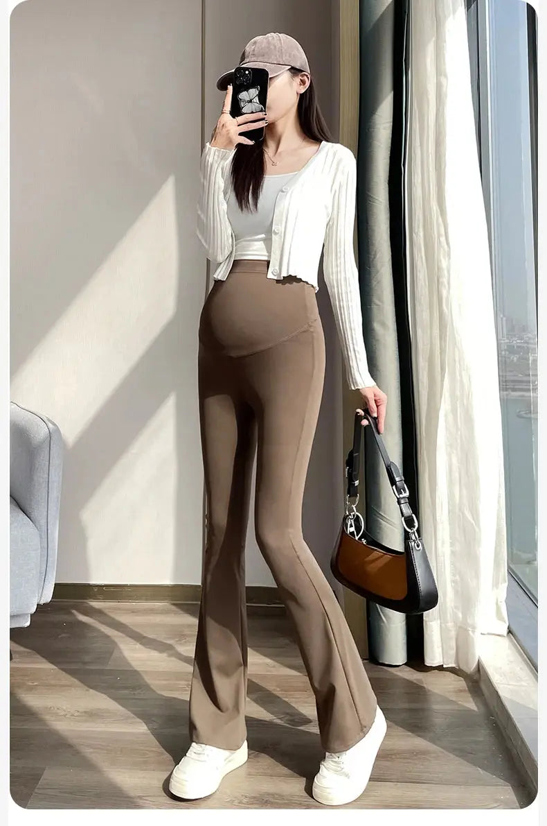 Maternity Leggings for Pregnant Women Yoga Flared High-waisted Trousers Pregnancy Clothes Maternity Yoga Flared Pants Nova Trendz