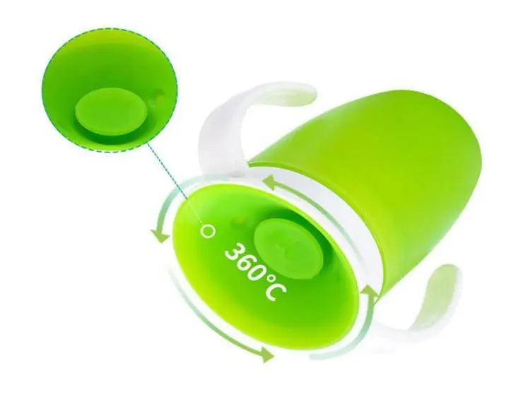 360 Degrees Can Be Rotated Baby Learning Drinking Cup with Double Handle Flip Lid Leakproof Silicone Infants Water Cups Bottle Nova Trendz