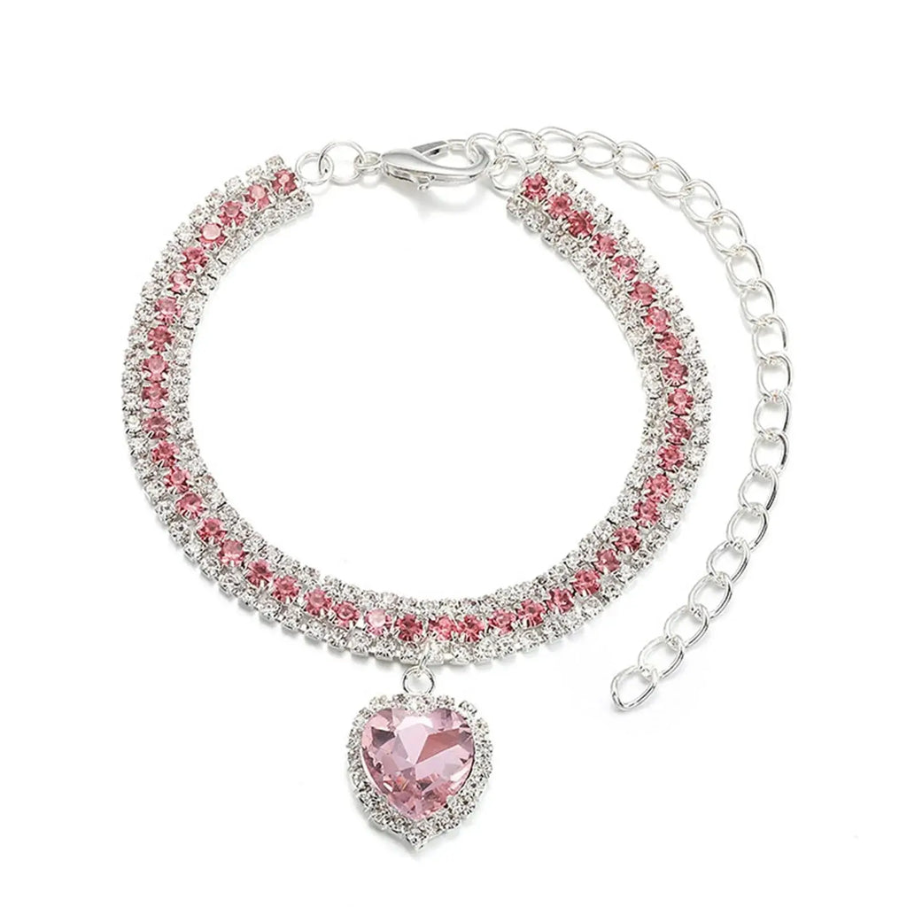 Dog Cat Rhinestone Diamante Collar Necklace Puppy Crystal Bling Pet Accessories For Puppy Kitten Crystal Pendant Diamond Collars Nova Trendz