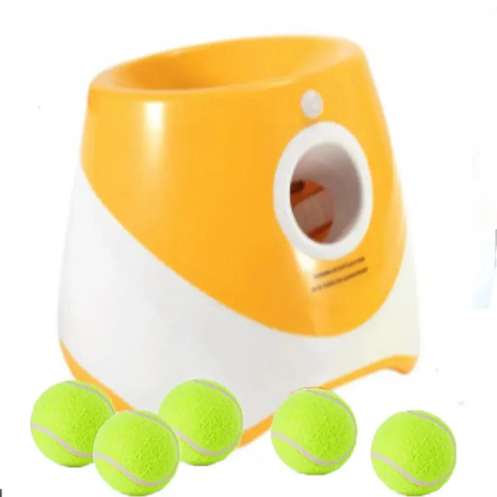With 5 balls Automatic Ball Launcher for Dogs 3 Adjustable Distances Settings,Improves the dog's intelligence Outdoor pet game - Nova Trendz