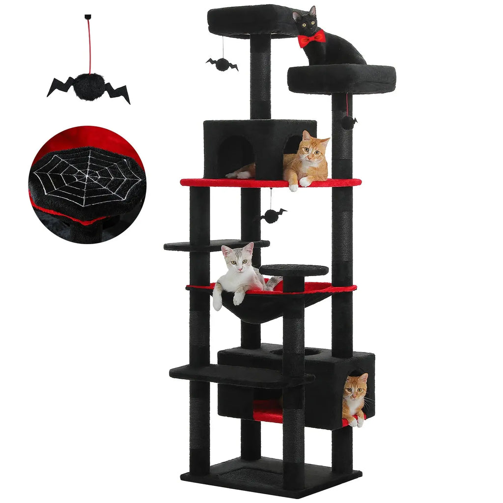 184cm Large Cat Tree and Tower for Indoor Cats With Sisal-Covered Scratching Posts Spacious Hammock Padded Perches and Condos Nova Trendz