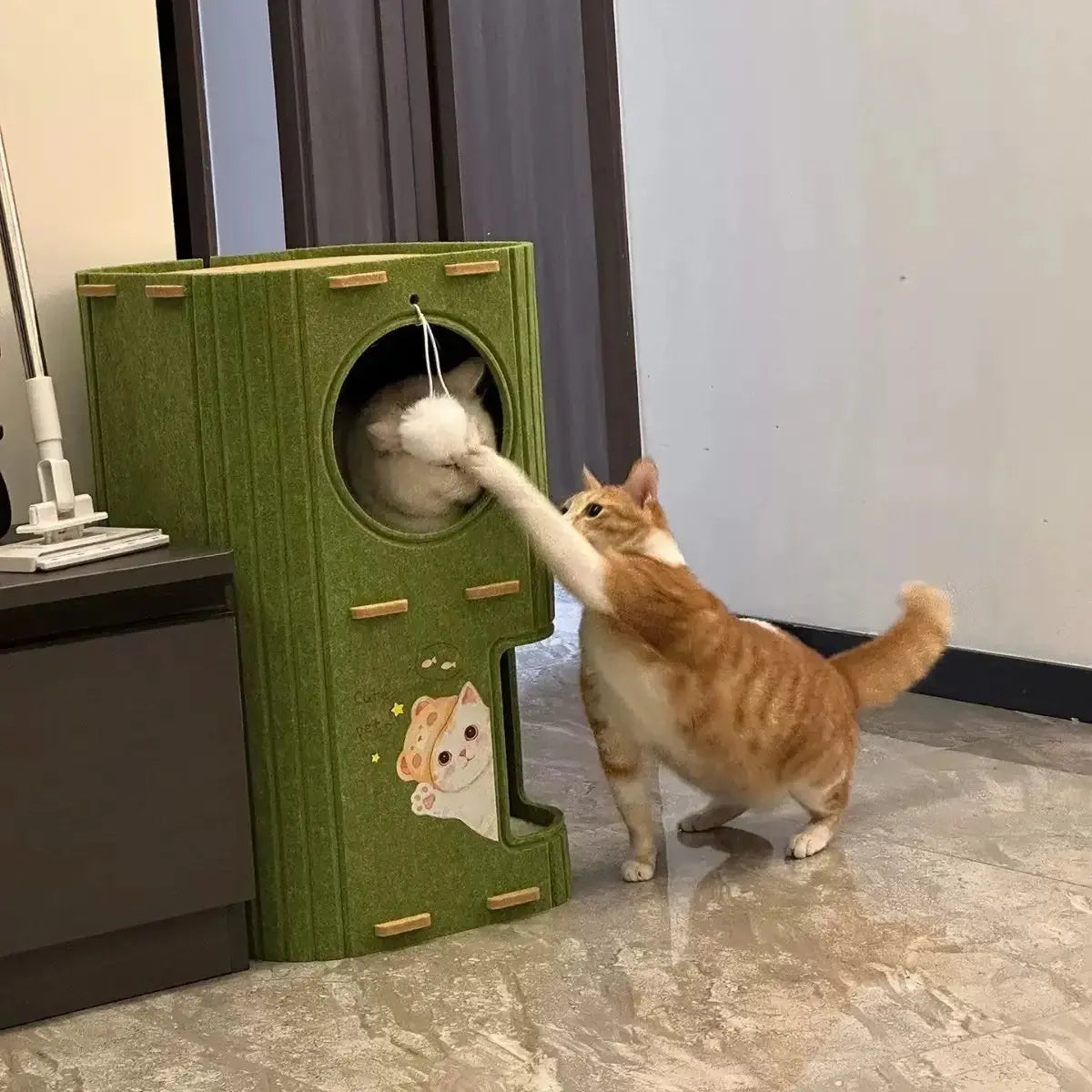 Multi-layer Cat House for Indoor Cats Pet Climbing Frame Integrated Cat Tree Double-layer Scratching Board Enclosed Cat House Nova Trendz