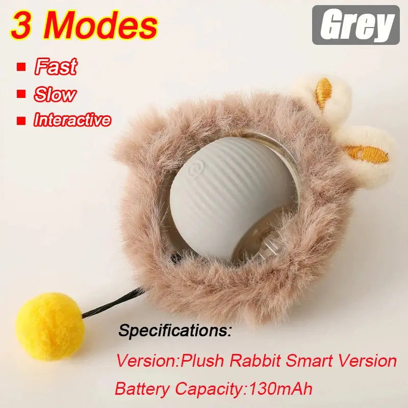 New Cat Interactive Ball Toy Automatic Rolling Ball Faux Tail Rechargeable Smart Pet Electric Toy Dog Cat Training Imitate Mouse - Nova Trendz