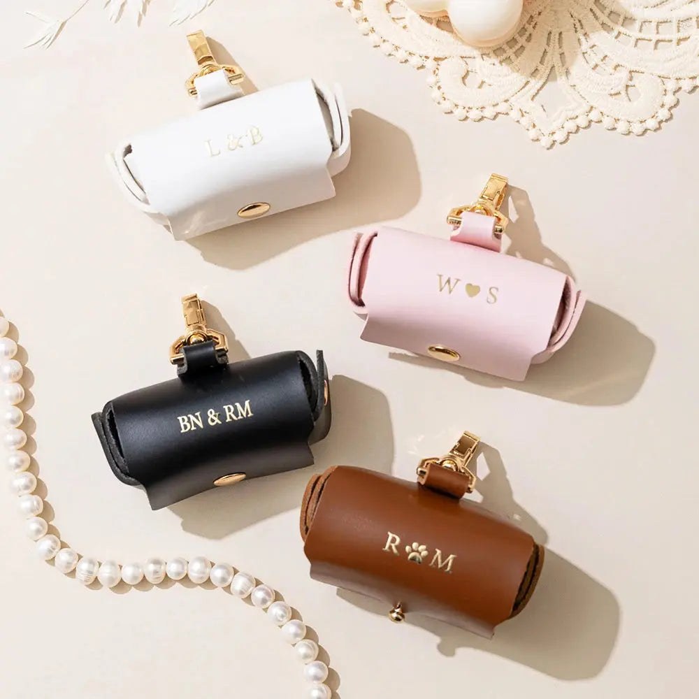 Personalized Initial Leather Ring Bearer Pouch for Dogs Custom Wedding Ring Box for Dog Collars Ring Holder Pet Wedding Gift Nova Trendz