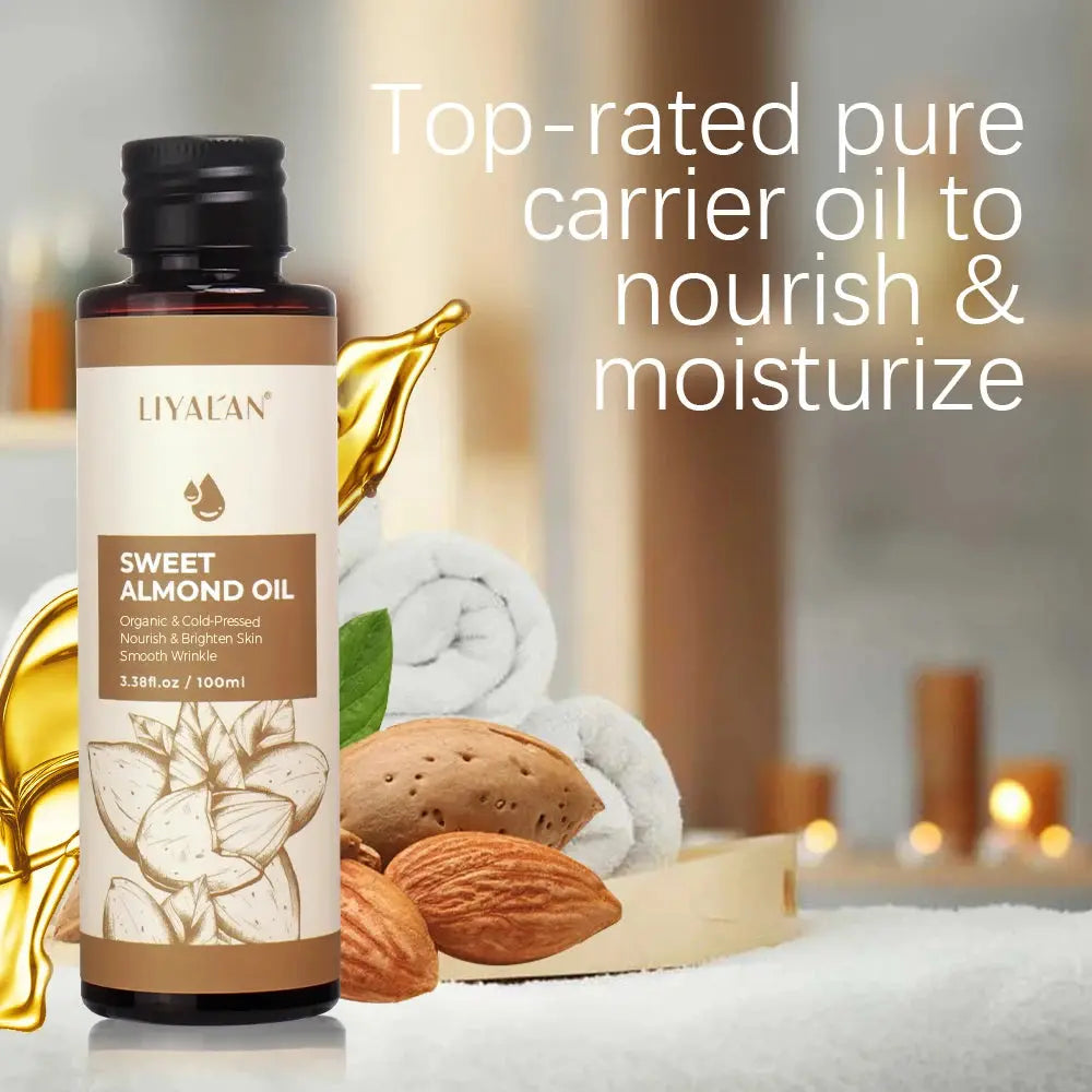 100ml Sweet Almond Oil Body Care Massage Nourish Moisturize Dry Skin Smooth Wrinkle Strengthen Hair Pure Natural Skin Care - Nova Trendz