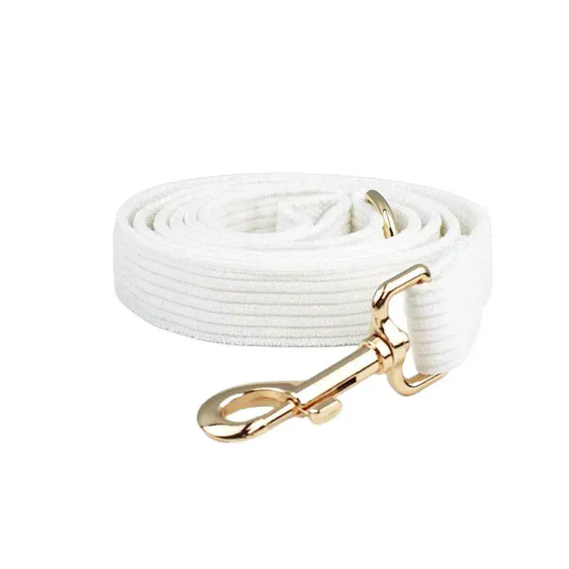 White Corduroy Dog Collar And Leash Set For Dogs Custom Engraved Nameplate Pet Supplies Dog Leash Corduroy12 Nova Trendz