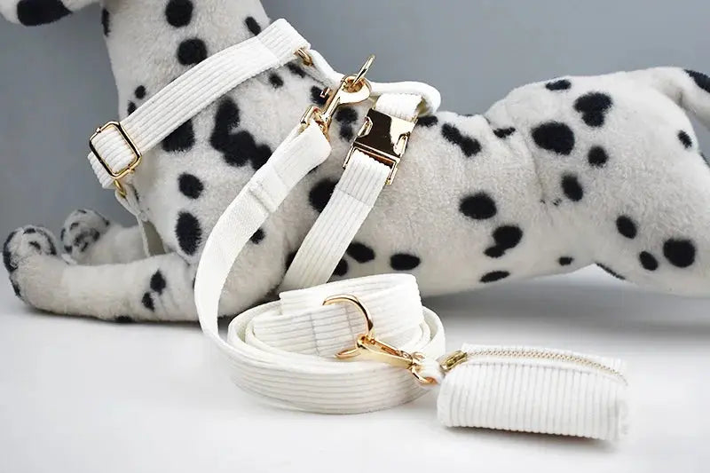 White Corduroy Dog Collar And Leash Set For Dogs Custom Engraved Nameplate Pet Supplies Dog Leash Corduroy12 Nova Trendz