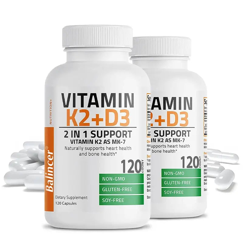 Vitamin D3 K2 2-in-1 Support, Dietary Supplement, Natural Support for Heart and Bone Health, Highly Absorbed, 120 Capsules Nova Trendz