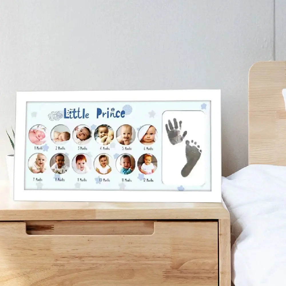 Ylsteed Baby Keepsake Frame 0-12 Months Milestone Pictures Hand Foot Print Ink Photo Frame Souvenirs Infant Growing Memory Gift Nova Trendz