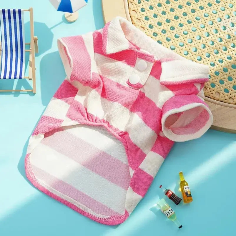 Summer Dog Clothes Fashion Simple Striped Dog Shirts Chihuahua French Bulldog Soft Vest Puppy Outfit Apparel Pet Costume - Nova Trendz
