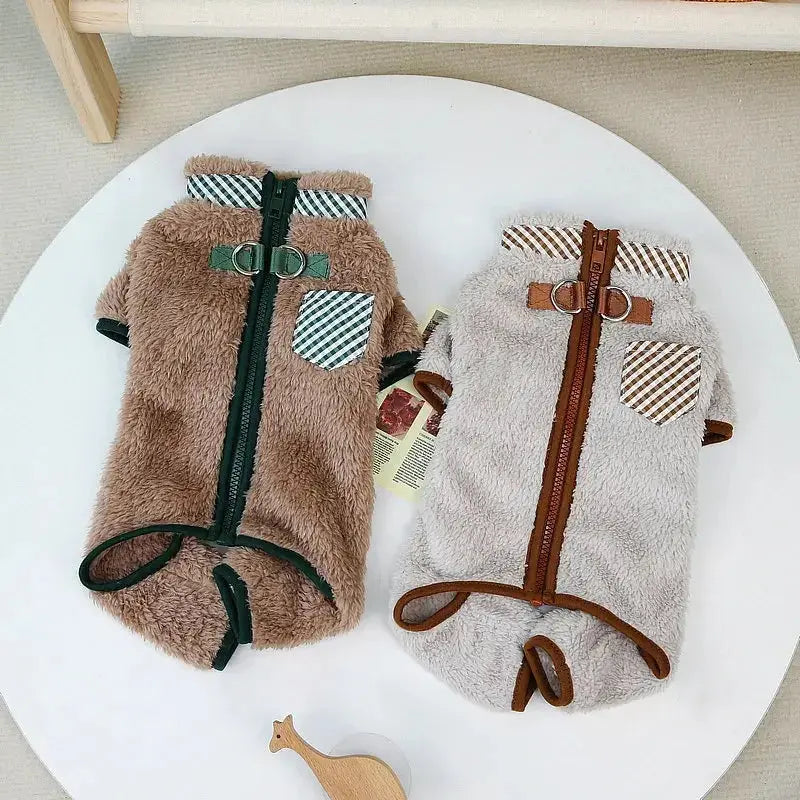 Towable Pet Jumpsuit with Buckle Winter Warm Puppy Dog Suit Clothes for Small Dogs Yorkshire Shih Tzu Overalls mascotas Clothing - Nova Trendz
