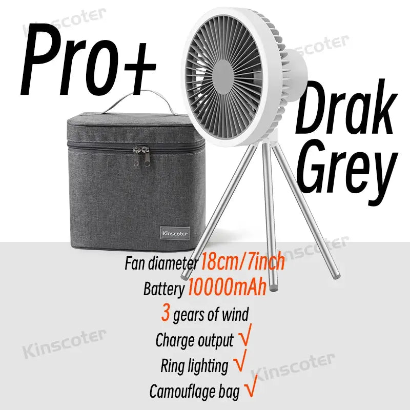 10000mAh 4000mAh Camping Fan Rechargeable Desktop Portable Circulator Wireless Ceiling Electric Fan with Power Bank LED Lighting Nova Trendz