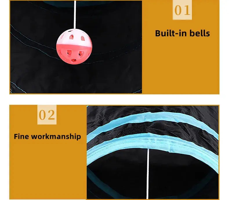 Cat Tunnel Pet Supplies Cat S T Pass Play Tunnel Foldable Cat Tunnel Cat Toy Breathable Drill Barrel for Indoor loud paper - Nova Trendz