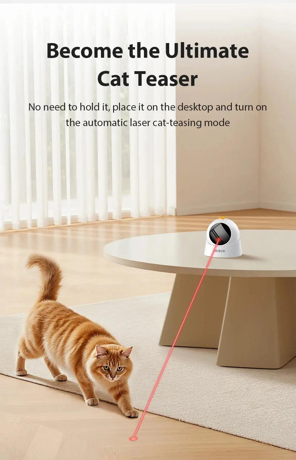 ROJECO Automatic Cat Laser Toy Interactive Adjustable Mode Electric Cat Toy For Kitty Dog Indoor Smart Teasing Laser Cat Toys Nova Trendz